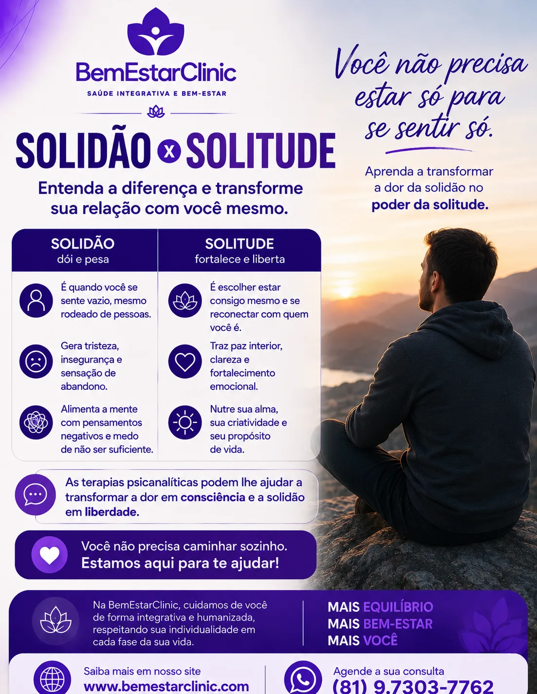 Solidão ou Solitude, você sabe a diferença? — BemEstarClinic, Caruaru-PE