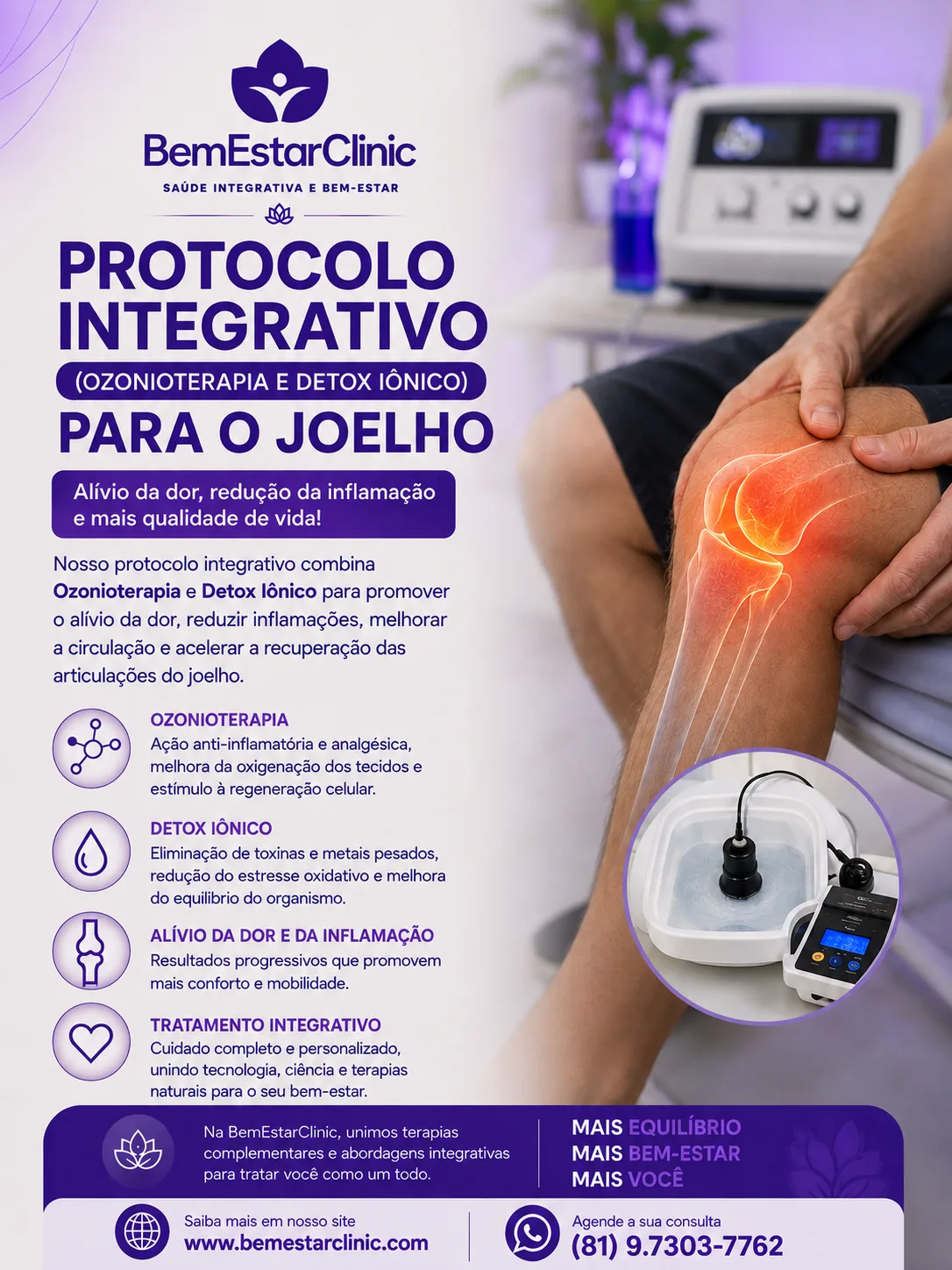 PROTOCOLO INTEGRATIVO PARA O JOELHO | OZONIOTERAPIA + DETOX IÔNICO🦵✨ — BemEstarClinic, Caruaru-PE